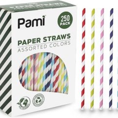 8x210mm Assorted Colour Paper Straw 16x250s