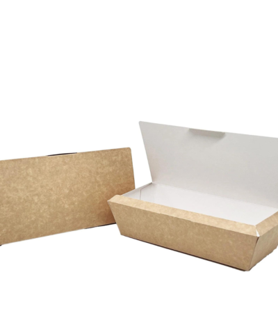 Large Kraft White Clamshell Fish and Chips Box