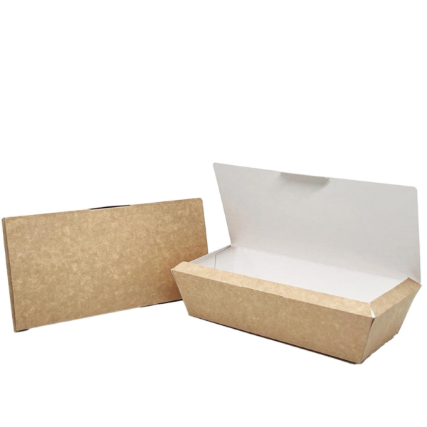 Large Kraft White Clamshell Fish and Chips Box